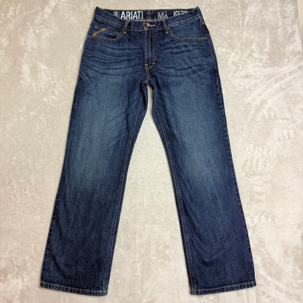 Ariat M4 Jeans Mens 33x32 (Fit 35x31) Blue Low Rise Bootcut Relaxed Western EC